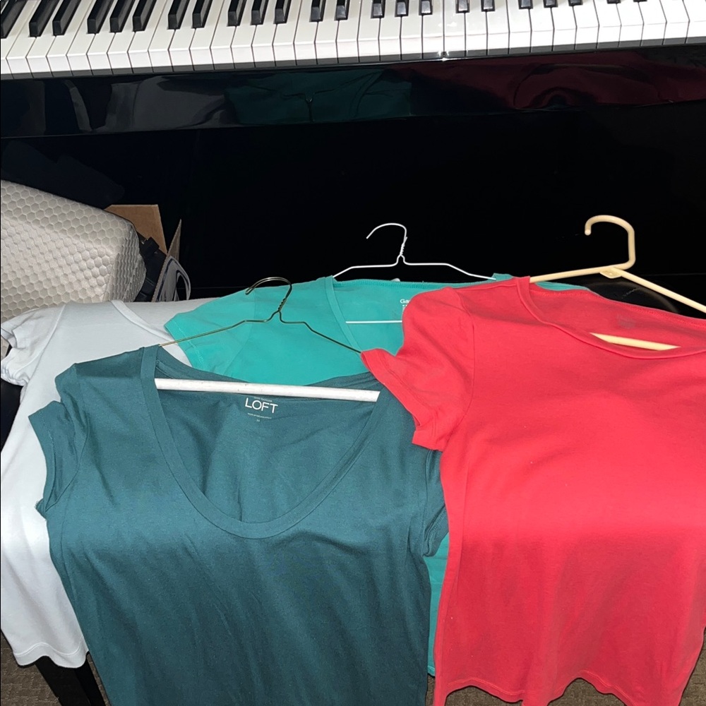 LOFT Short Sleeve Tees - Teal, Red, White